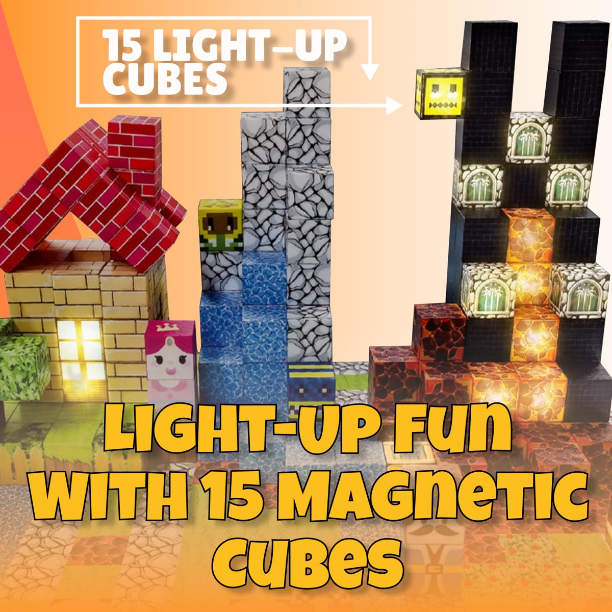 15 light-up magnetic cubes